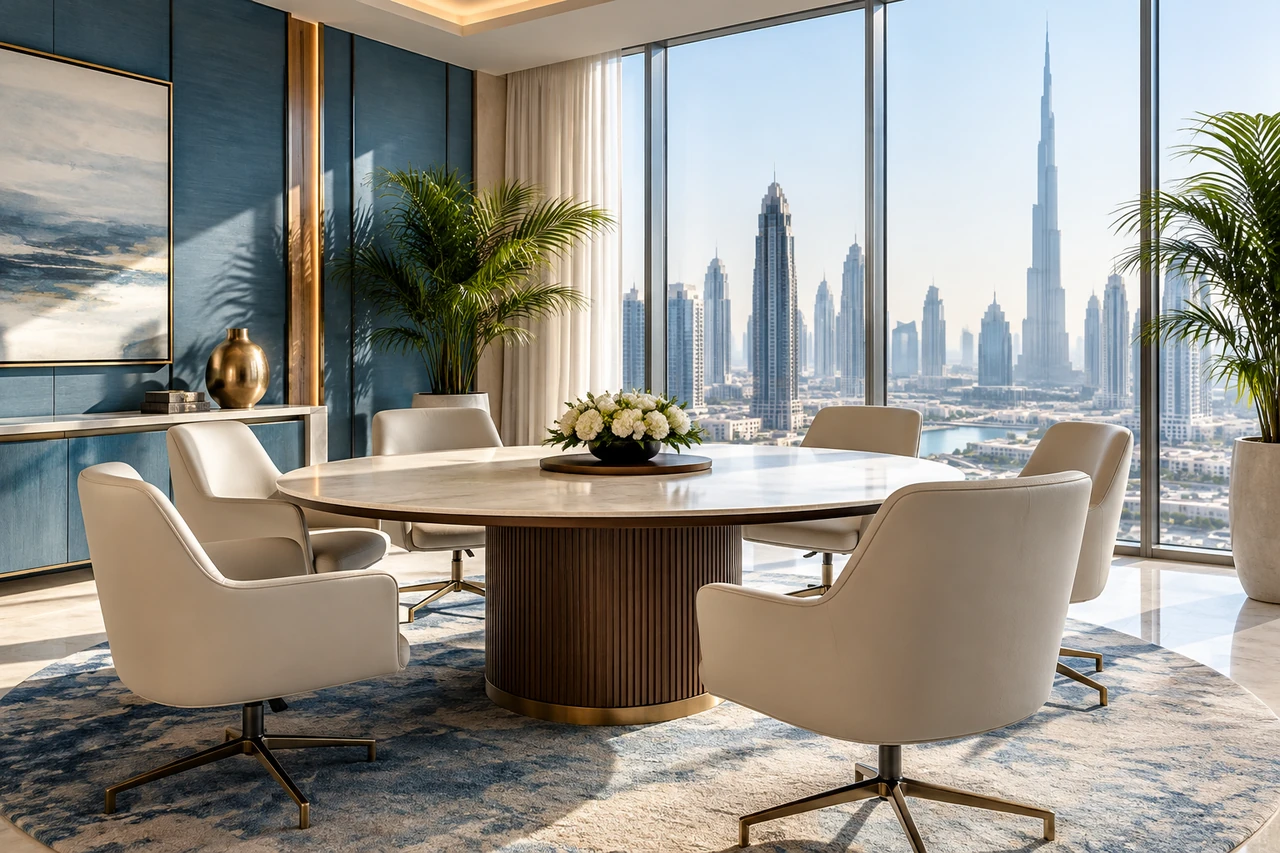 Representative contemporary consultancy meeting room in Dubai